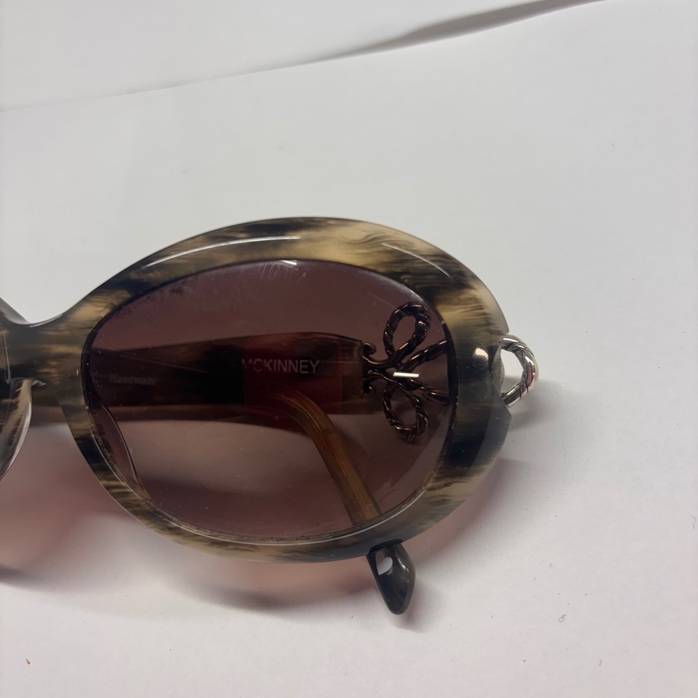 Brighton McKinney Sunglasses Tortoise Oval Silver Rope Bow Crystal Handmade
